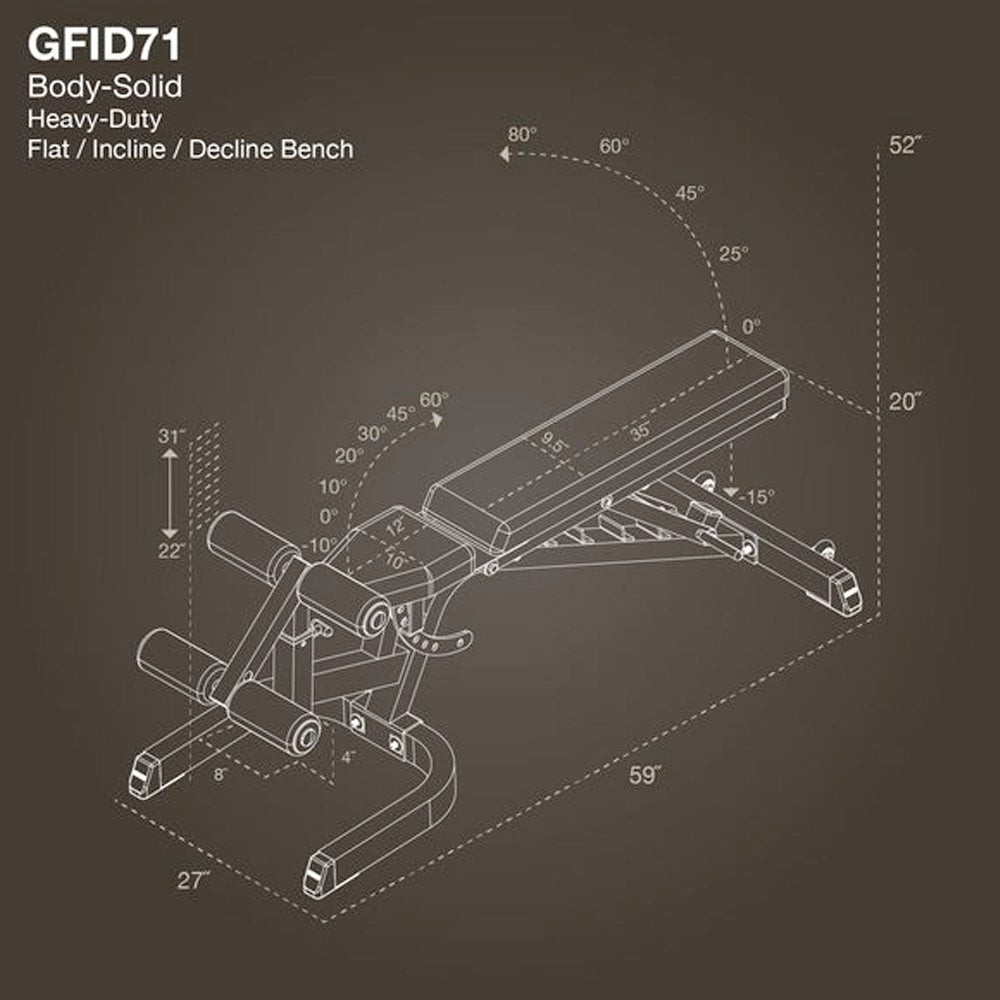 Body Solid GFID71 Flat Incline Decline Bench