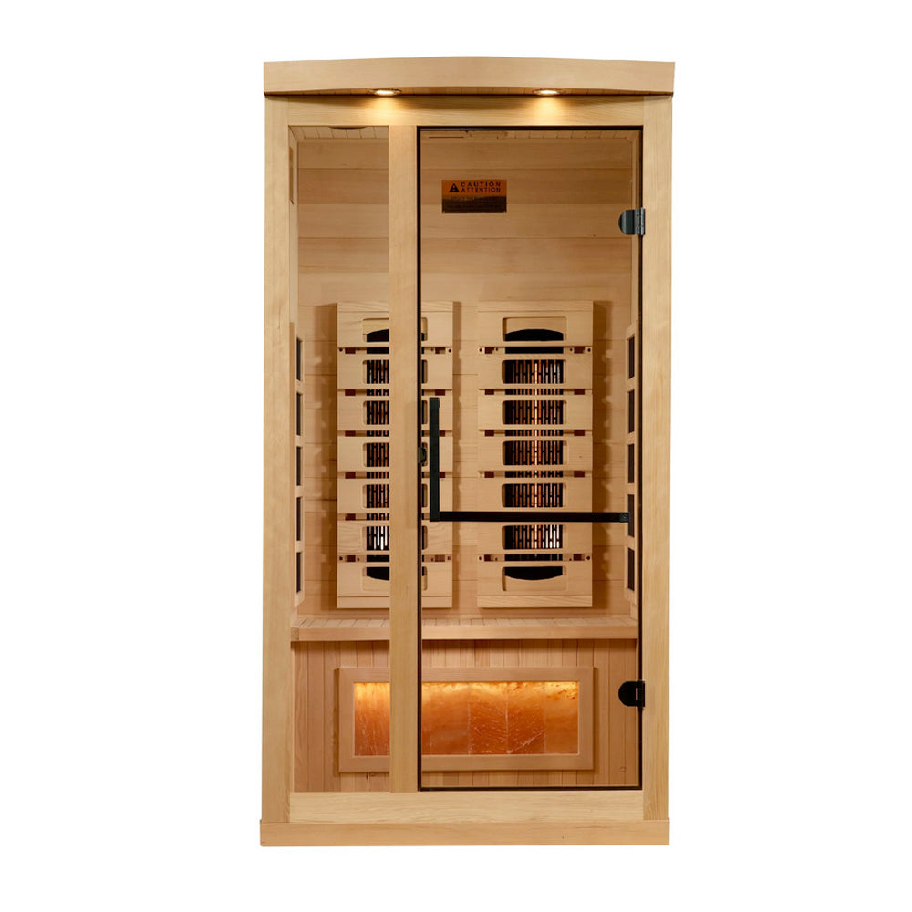 Golden Designs GDI-8010-03 Full Spectrum 1 Person Sauna Near Zero EMF with Himalayan Salt Bar