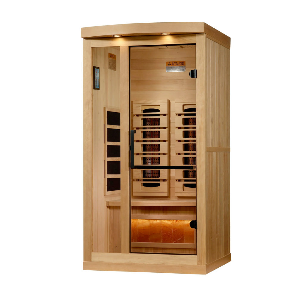 Golden Designs GDI-8010-03 Full Spectrum 1 Person Sauna Near Zero EMF with Himalayan Salt Bar