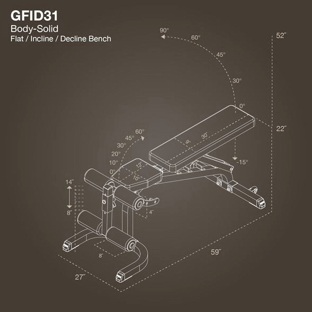 Body Solid GFID31 Flat Incline Decline Bench