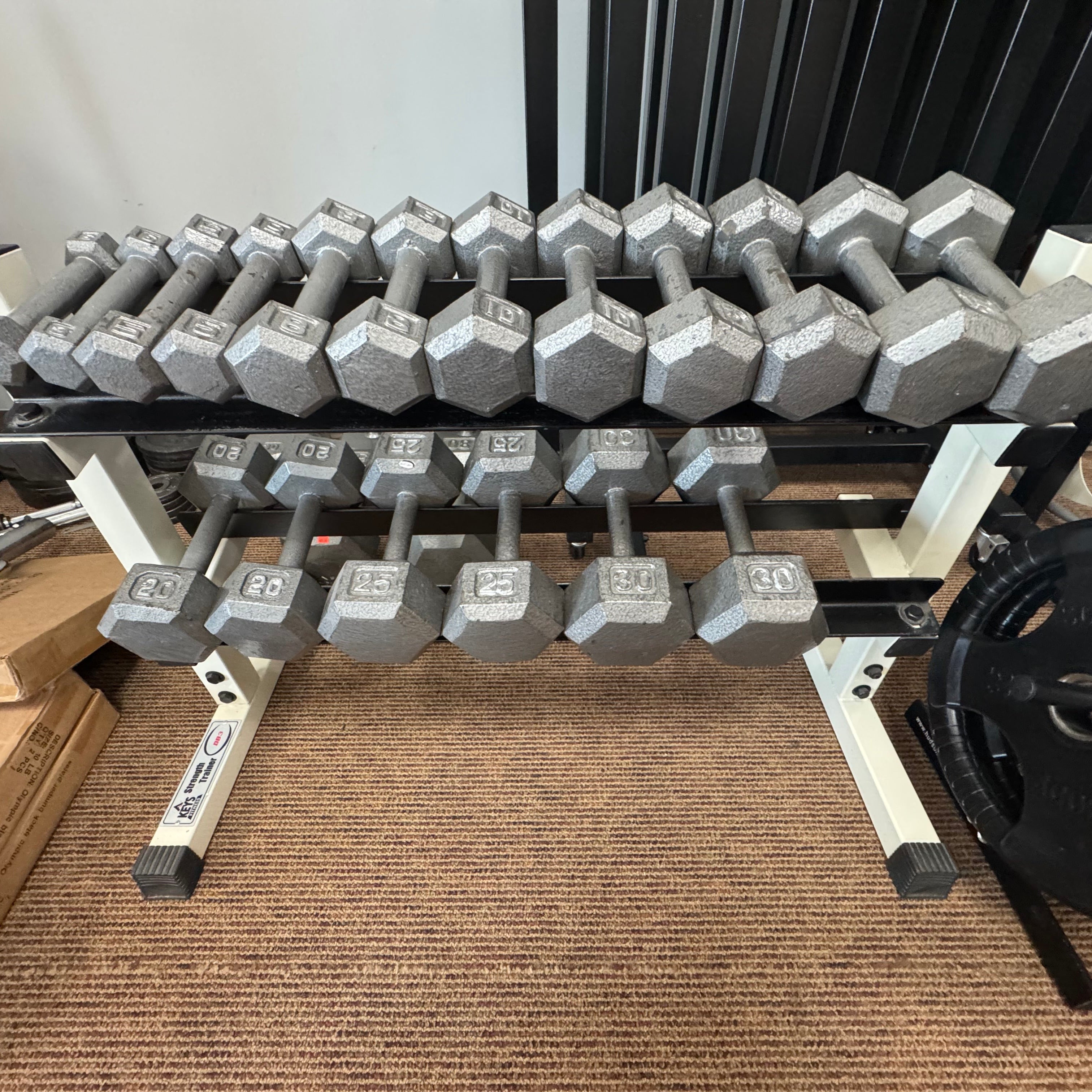 Pre-owned Dumbell Set with 2 Tier Rack