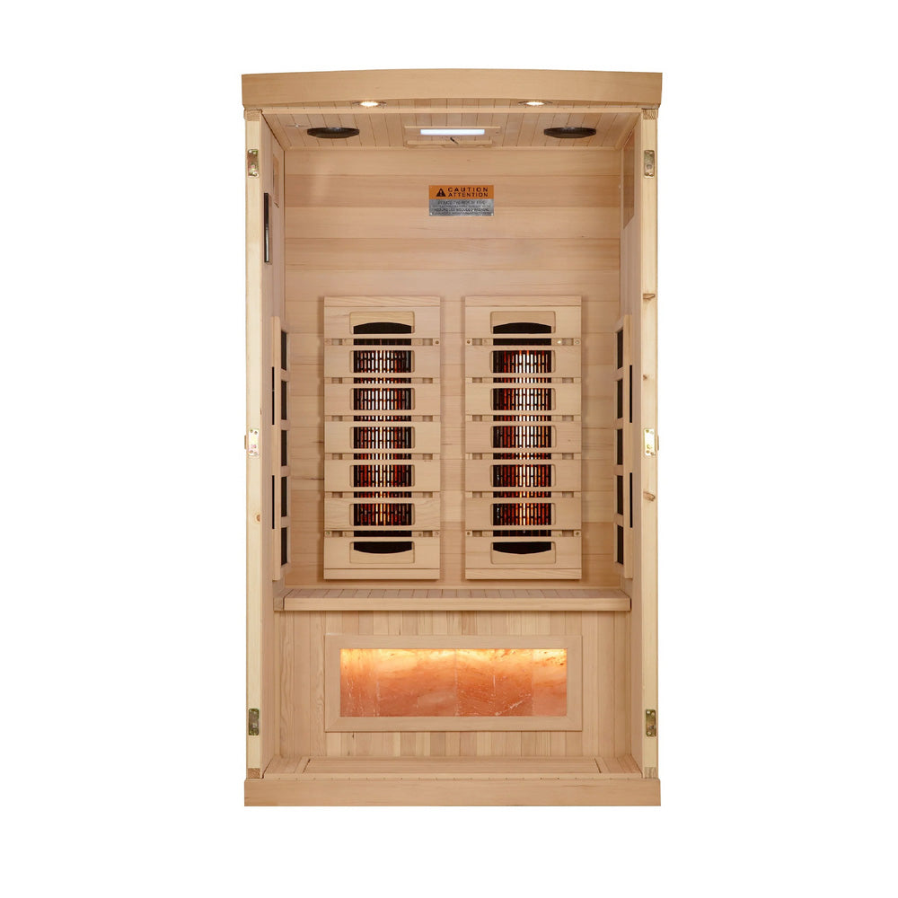 Golden Designs GDI-8010-03 Full Spectrum 1 Person Sauna Near Zero EMF with Himalayan Salt Bar