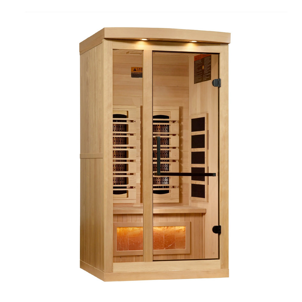 Golden Designs GDI-8010-03 Full Spectrum 1 Person Sauna Near Zero EMF with Himalayan Salt Bar